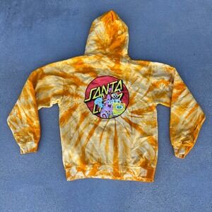 Santa Cruz x SpongeBob Hoodie Mens Small Medium Yellow Tie Dye SquarePants